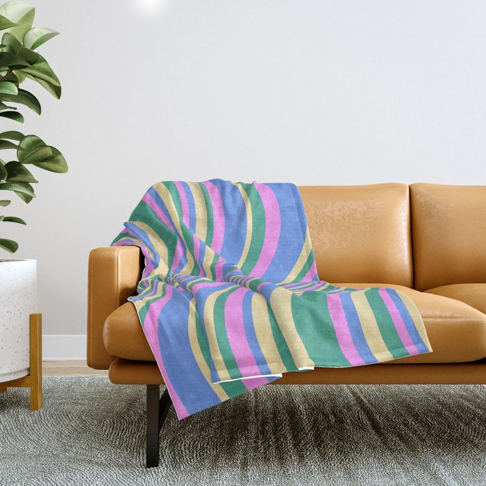 Wavy Stripes XV - 90s Pastel Throw Blanket Gallery Image 1