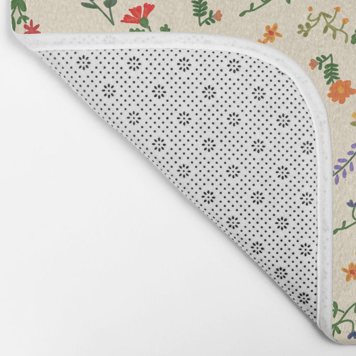Bright Vintage Flower Pattern Bath Mat Gallery Image 2