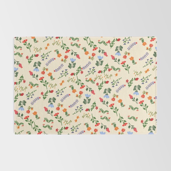 Bright Vintage Flower Pattern Rug Gallery Image 2