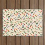 Bright Vintage Flower Pattern Outdoor Rug Gallery Image 1