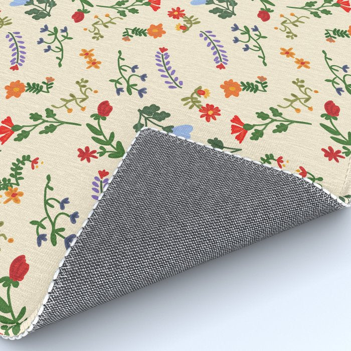 Bright Vintage Flower Pattern Rug Gallery Image 4
