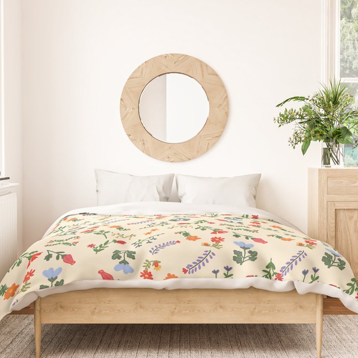 Bright Vintage Flower Pattern Duvet Cover Gallery Image 3