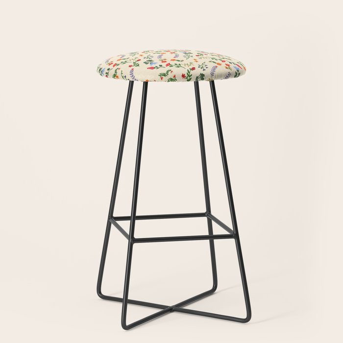 Bright Vintage Flower Pattern Stool Gallery Image 1