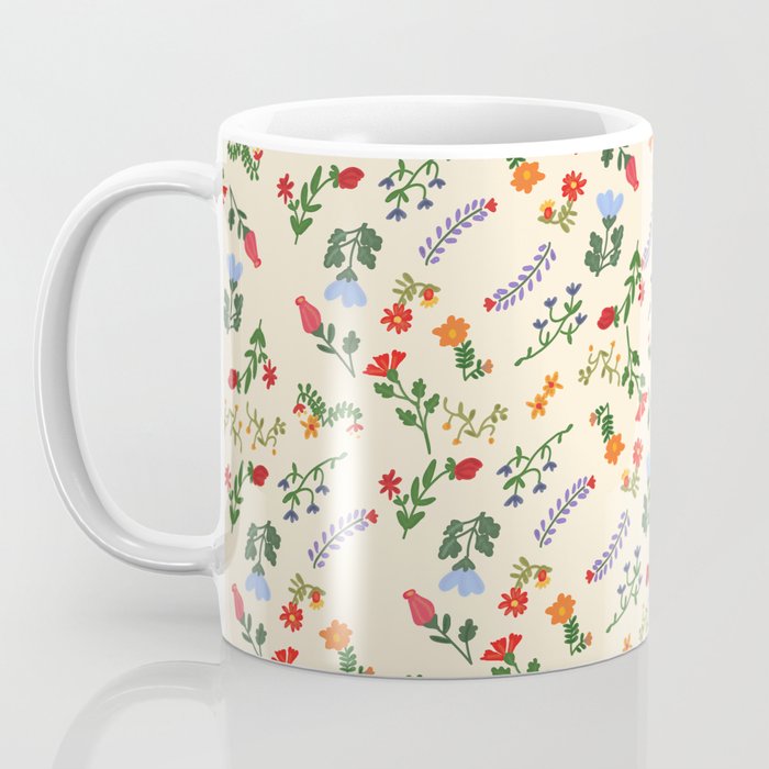 Bright Vintage Flower Pattern Coffee Mug Gallery Image 3