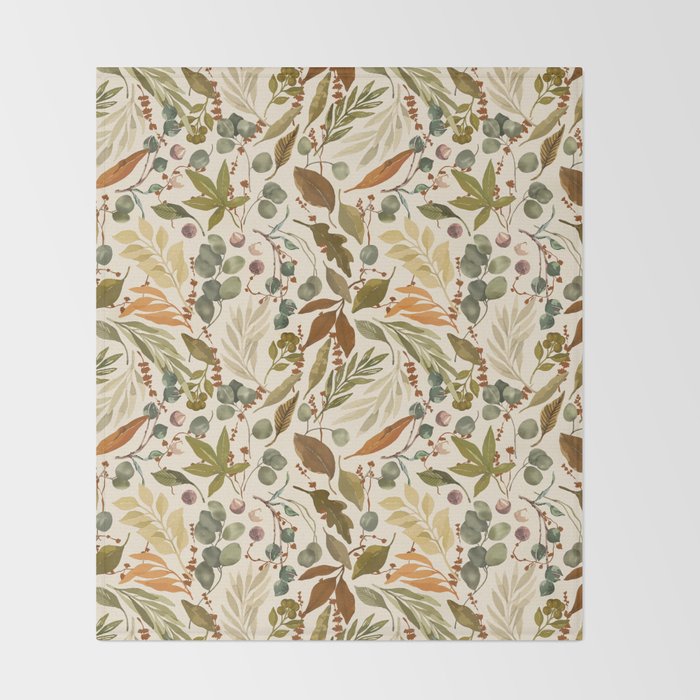 Fall leafy nature B Throw Blanket Gallery Image 2