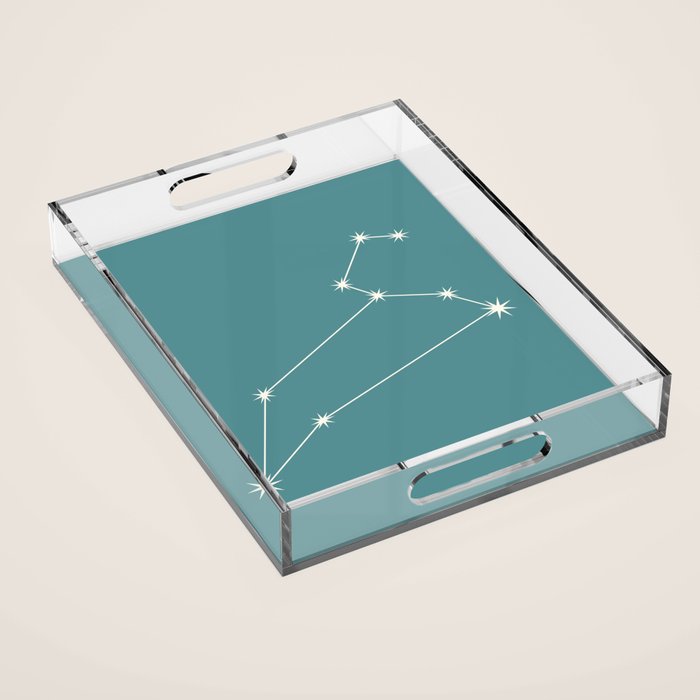 Leo Zodiac Star Constellation Line Art Teal Acrylic Tray Gallery Image 1