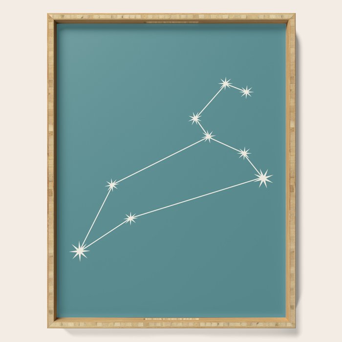 Leo Zodiac Star Constellation Line Art Teal Serving Tray Gallery Image 1