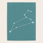 Leo Zodiac Star Constellation Line Art Teal Poster Gallery Image 4