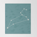 Leo Zodiac Star Constellation Line Art Teal Throw Blanket Gallery Image 2