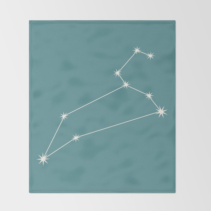 Leo Zodiac Star Constellation Line Art Teal Throw Blanket Gallery Image 2