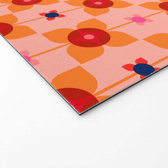 Mid Century Retro Floral Geometric Pattern Welcome Mat Gallery Image 2