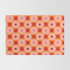 Mid Century Retro Floral Geometric Pattern Rug Gallery Image 2