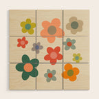 Flower Power Floral | Retro 60s 70s Wood Wall Art Gallery Image 1