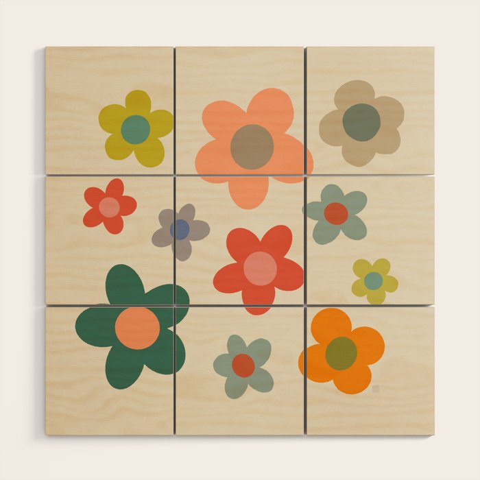 Flower Power Floral | Retro 60s 70s Wood Wall Art Gallery Image 1