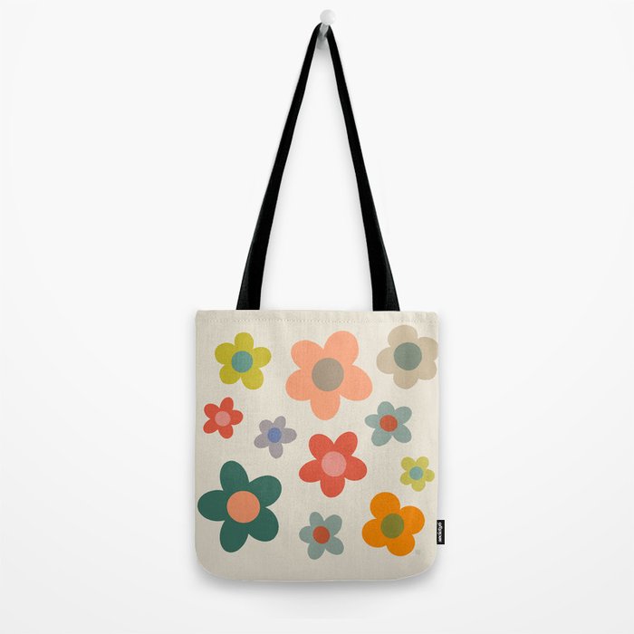 Flower Power Floral | Retro 60s 70s Tote Bag Gallery Image 2