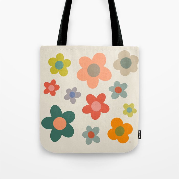 Flower Power Floral | Retro 60s 70s Tote Bag Gallery Image 1