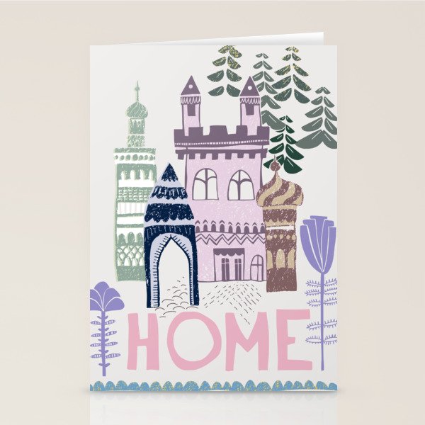 Home Block print lilac Stationery Card Gallery Image 1