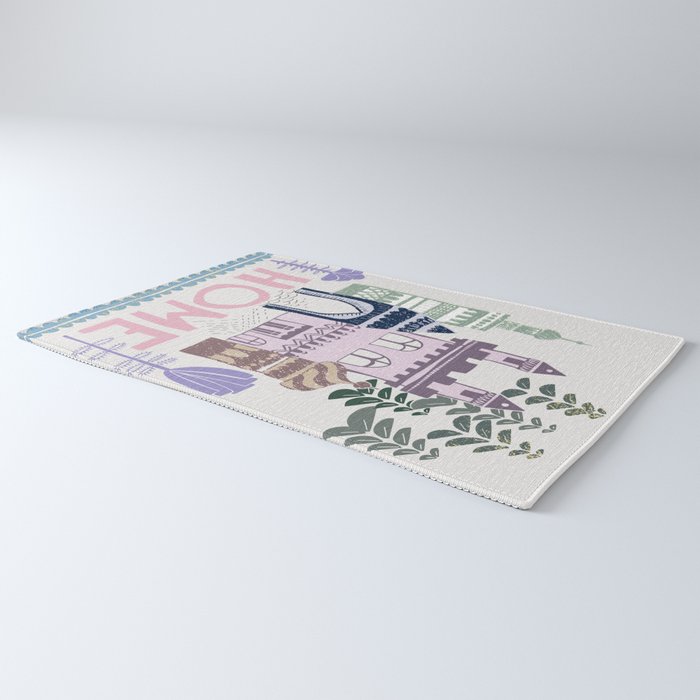 Home Block print lilac Rug Gallery Image 3