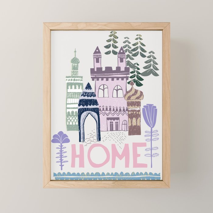 Home Block print lilac Mini Art Print Gallery Image 1