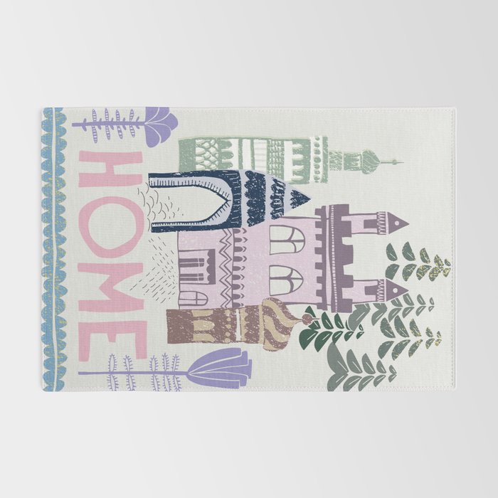 Home Block print lilac Rug Gallery Image 2