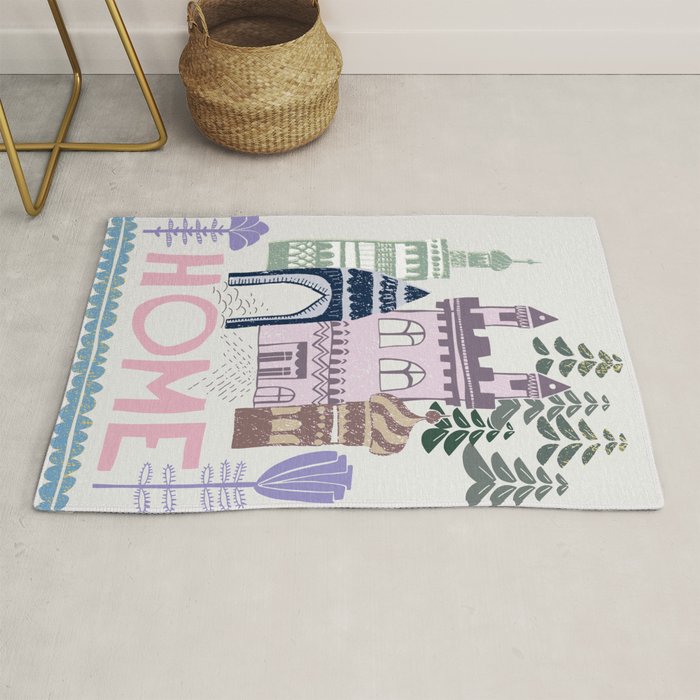 Home Block print lilac Rug Gallery Image 1