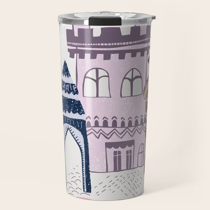 Home Block print lilac Travel Mug Gallery Image 1