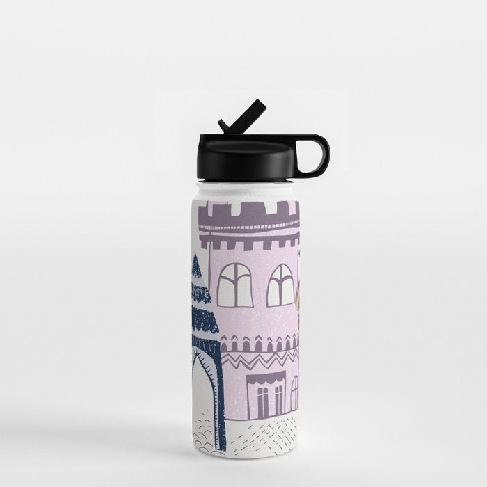 Home Block print lilac Water Bottle Gallery Image 1