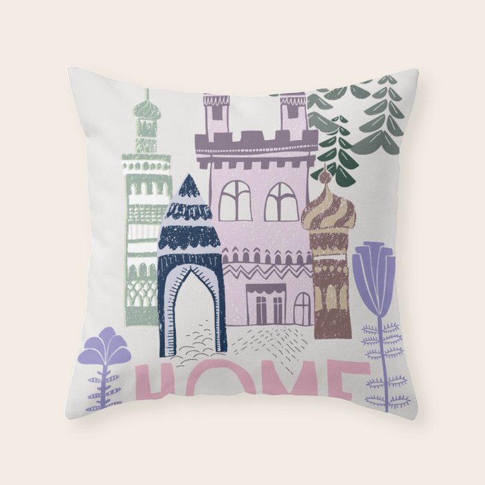 Home Block print lilac Throw Pillow Gallery Image 6