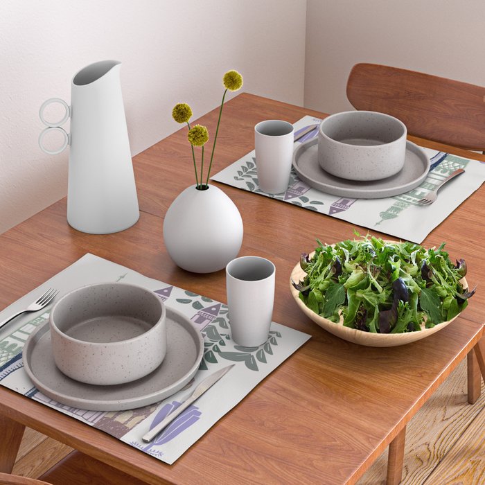 Home Block print lilac Placemat Gallery Image 2