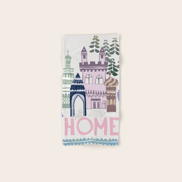 Home Block print lilac Bath Towel Gallery Image 1
