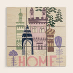 Home Block print lilac Wood Wall Art Gallery Image 1