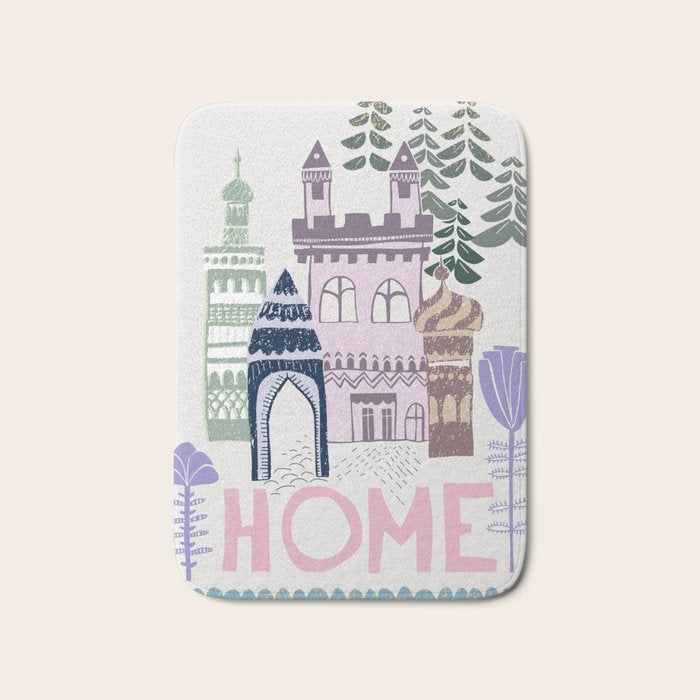 Home Block print lilac Bath Mat Gallery Image 1