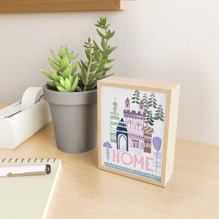 Home Block print lilac Mini Art Print Gallery Image 2