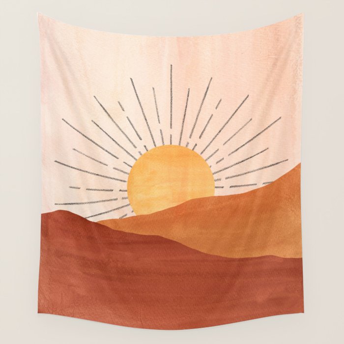 Terracotta sunrise Wall Tapestry Gallery Image 1