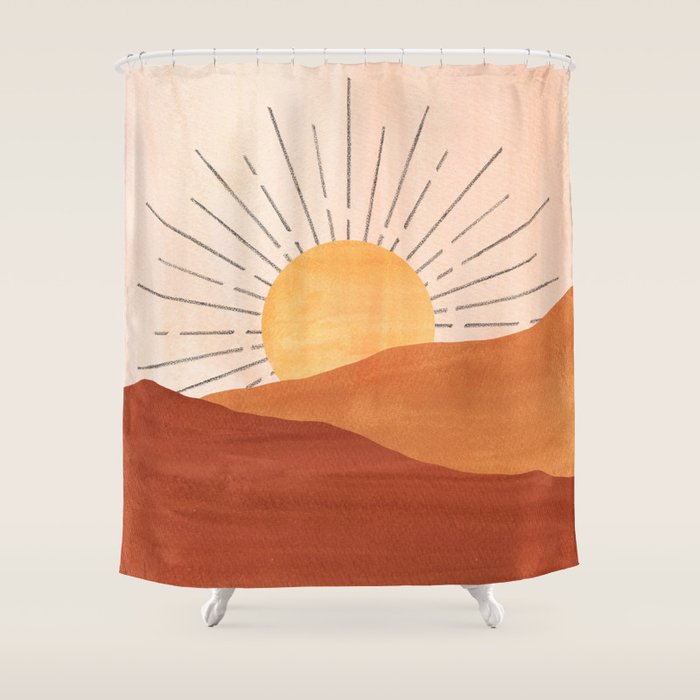 Terracotta sunrise Shower Curtain Gallery Image 1