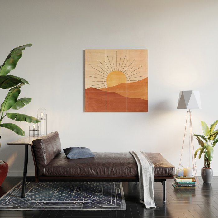 Terracotta sunrise Wood Wall Art Gallery Image 2