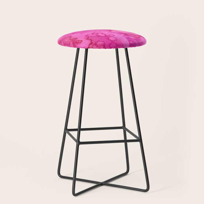 Girly neon pink magenta abstract watercolor paint Stool Gallery Image 1