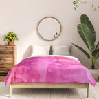 Girly neon pink magenta abstract watercolor paint Comforter Gallery Image 3