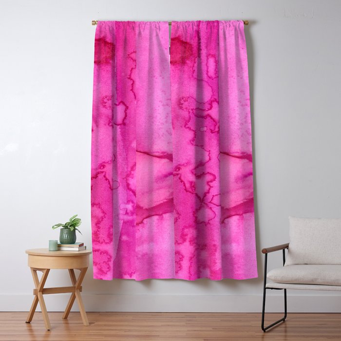 Girly neon pink magenta abstract watercolor paint Window Curtain Gallery Image 5