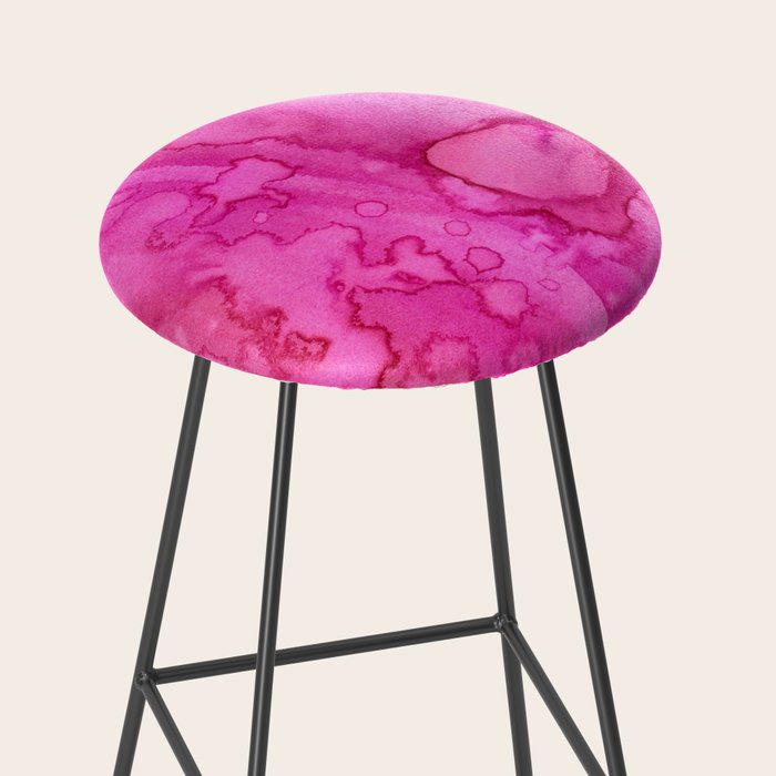 Girly neon pink magenta abstract watercolor paint Stool Gallery Image 2