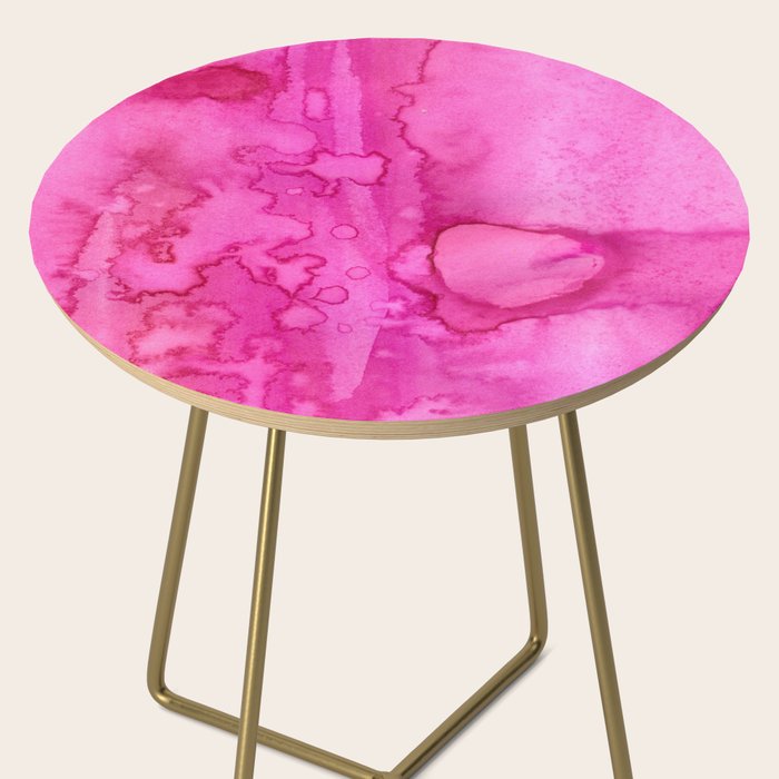 Girly neon pink magenta abstract watercolor paint Side Table Gallery Image 2