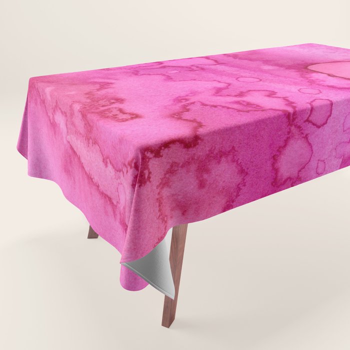 Girly neon pink magenta abstract watercolor paint Tablecloth Gallery Image 1