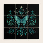 Mystical Luna Moth - Turquoise Wood Wall Art Gallery Image 1