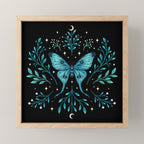 Mystical Luna Moth - Turquoise Mini Art Print Gallery Image 1