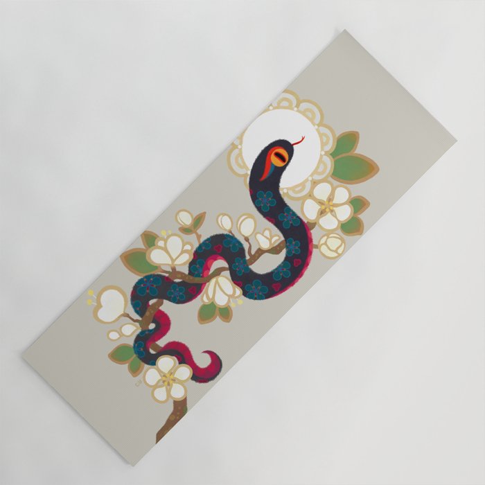 Snake and flowers 2 Yoga Mat Gallery Image 1