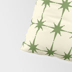 Mid Century Modern Atomic Stars Grid in Retro Christmas Green and Cream Pillow Sham Gallery Image 4