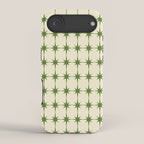 Mid Century Modern Atomic Stars Grid in Retro Christmas Green and Cream iPhone Case Gallery Image 2