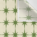Mid Century Modern Atomic Stars Grid in Retro Christmas Green and Cream Wall Tapestry Gallery Image 3