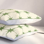 Mid Century Modern Atomic Stars Grid in Retro Christmas Green and Cream Pillow Sham Gallery Image 3