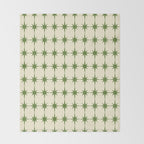 Mid Century Modern Atomic Stars Grid in Retro Christmas Green and Cream Throw Blanket Gallery Image 2